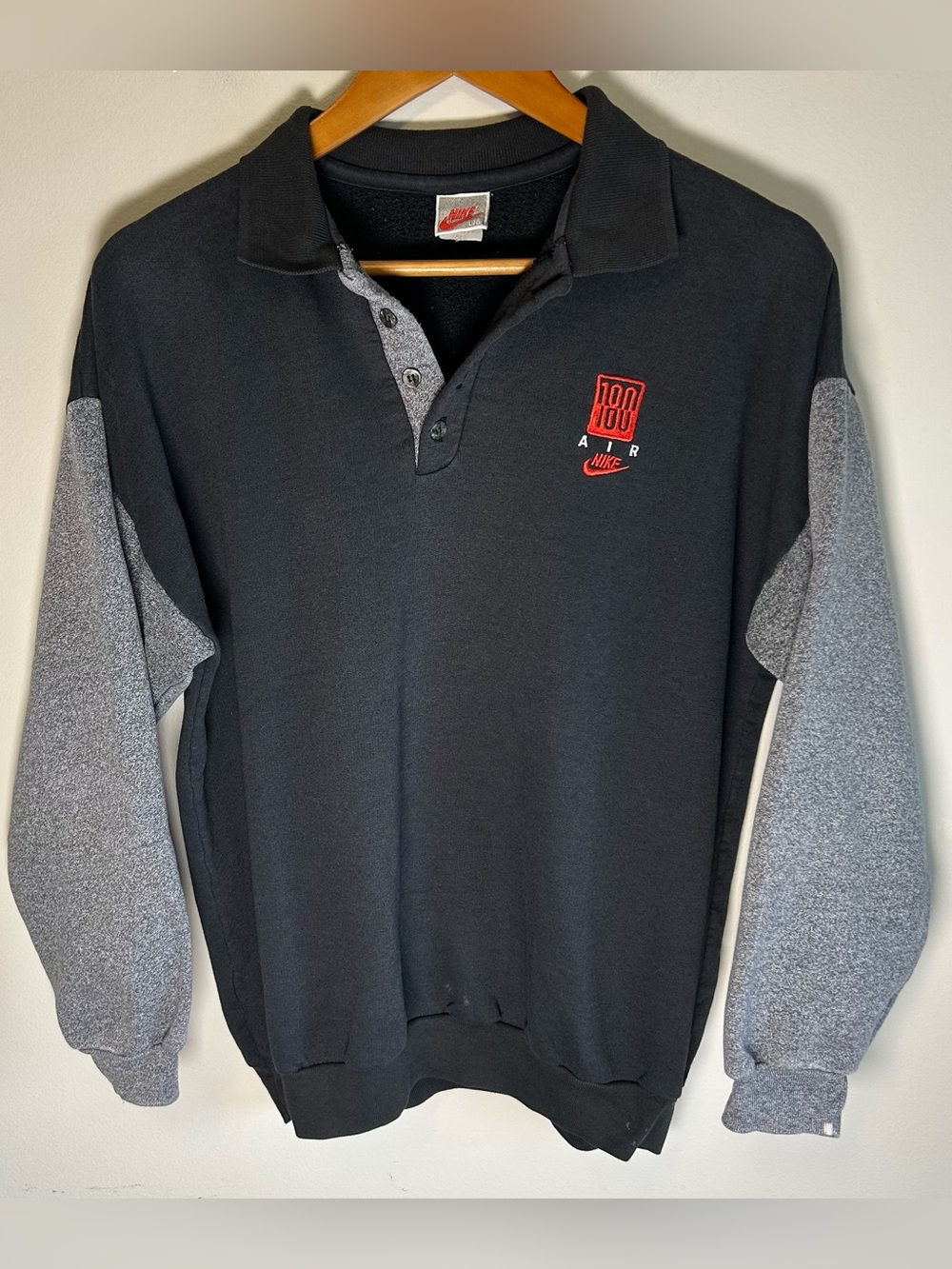 Vintage 80s/90s Nike Air 180 Polo Sweatshirt Sweater L Embroidered Logo Canada
